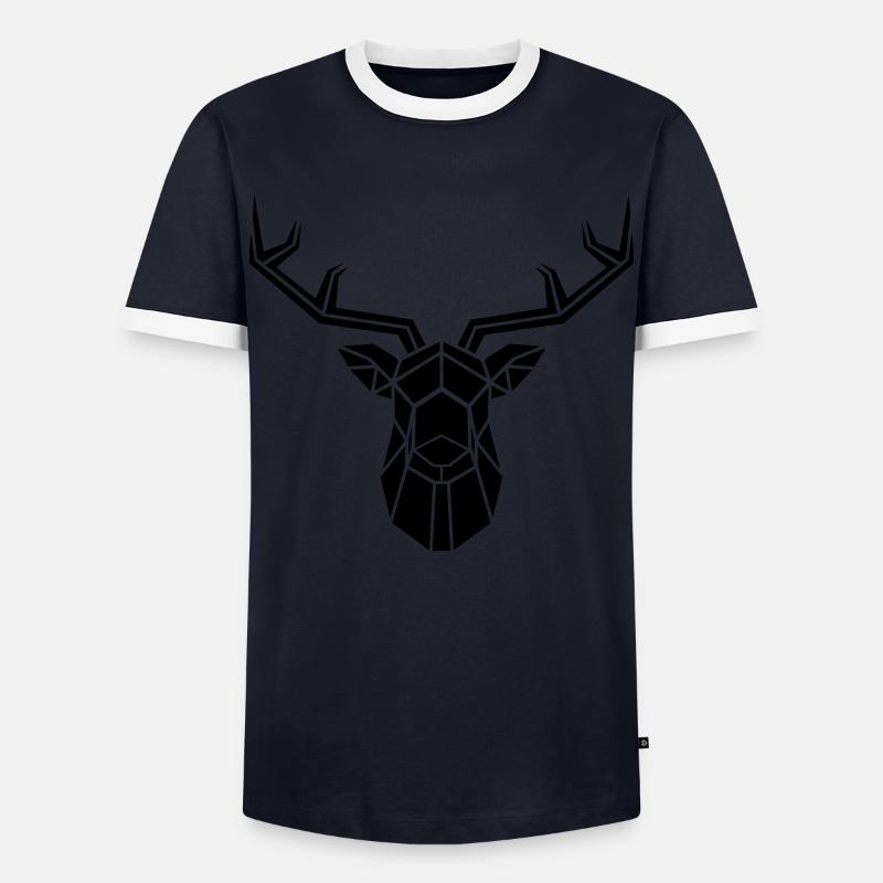 Deer head - Men's Ringer Shirt - navy/white 
