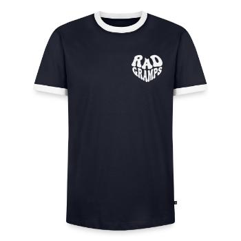 Rad Grandad - Vintage Heart (Custom Color) - Men's Ringer Shirt - navy/white  - Front - AI Model Female 172 light (172cm) & AI Model Male 178 light (178cm)