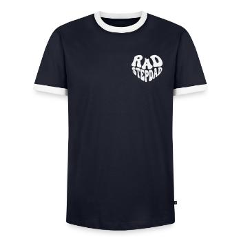Beau-père Rad - Cœur vintage (couleur personnalisée) - T-shirt contrasté Homme - marine/blanc  - Devant - AI Model Female 172 light (172cm) & AI Model Male 178 light (178cm)