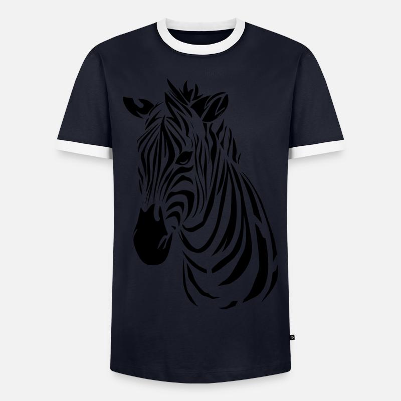 Zebra - Männer Kontrast-T-Shirt - Navy/Weiß