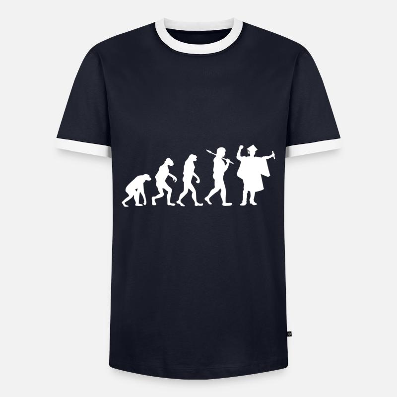 Graduation - Evolution - Gift - Men's Ringer Shirt - navy/white