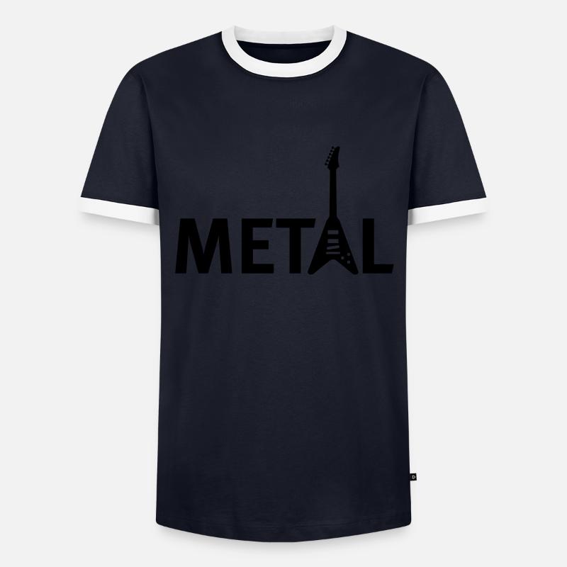 metallic - Männer Kontrast-T-Shirt - Navy/Weiß 