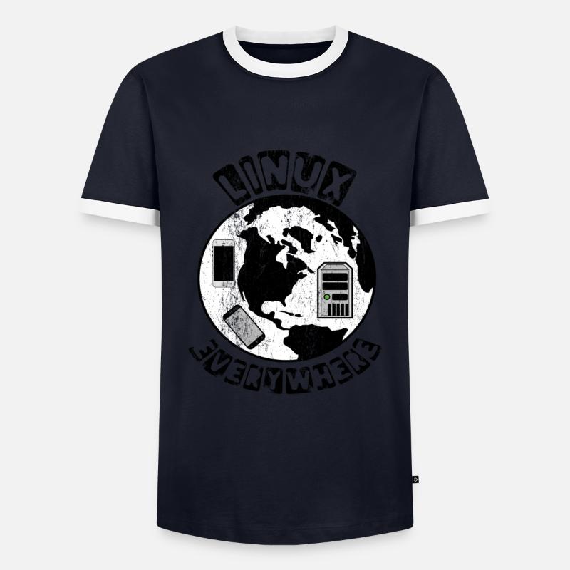 Linux is everywhere! - Men's Ringer Shirt - navy/white