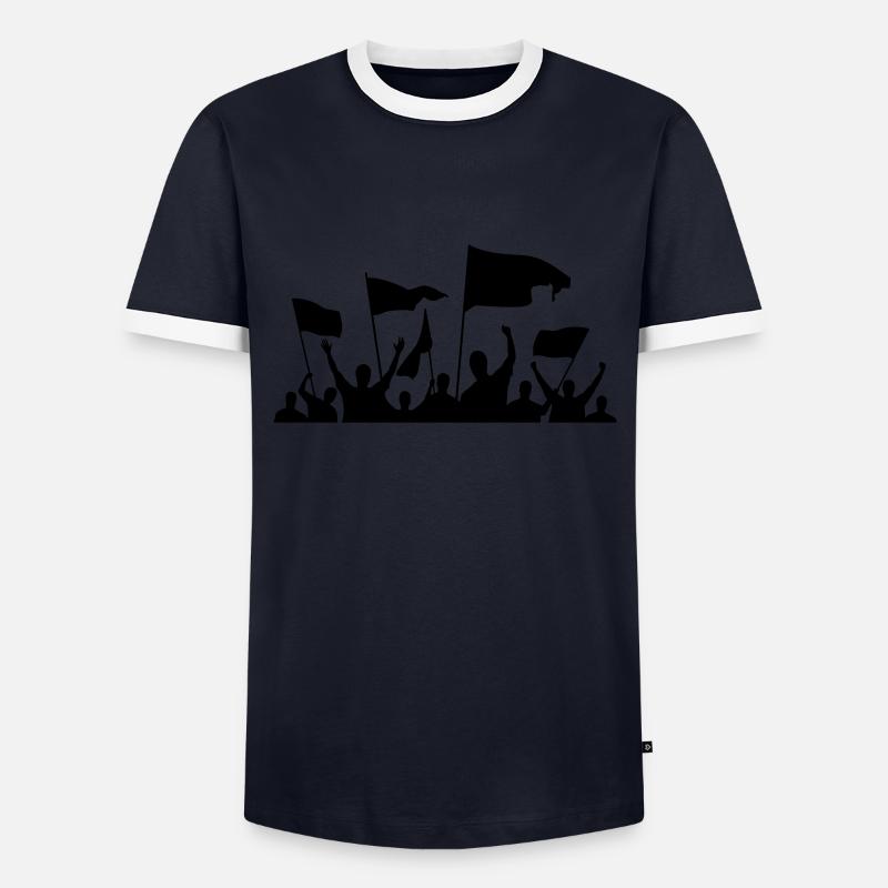 Demonstration / Protestaktion - Männer Kontrast-T-Shirt - Navy/Weiß