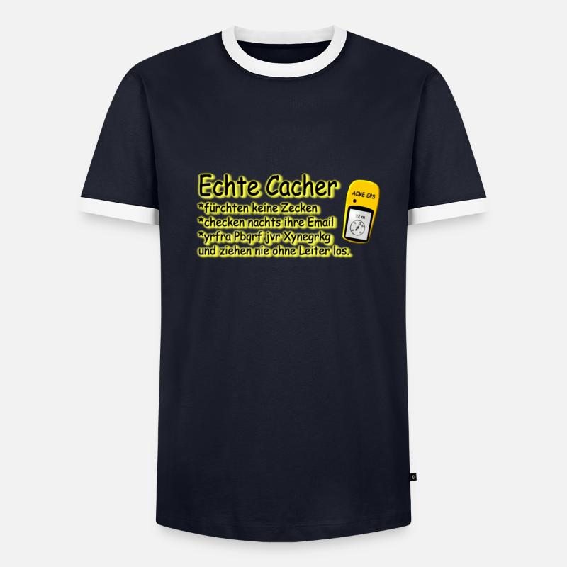 echte cacher - Männer Kontrast-T-Shirt - Navy/Weiß 