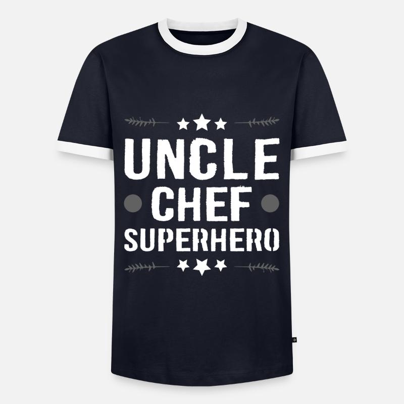 Onkel Chef Superheld - Männer Kontrast-T-Shirt - Navy/Weiß