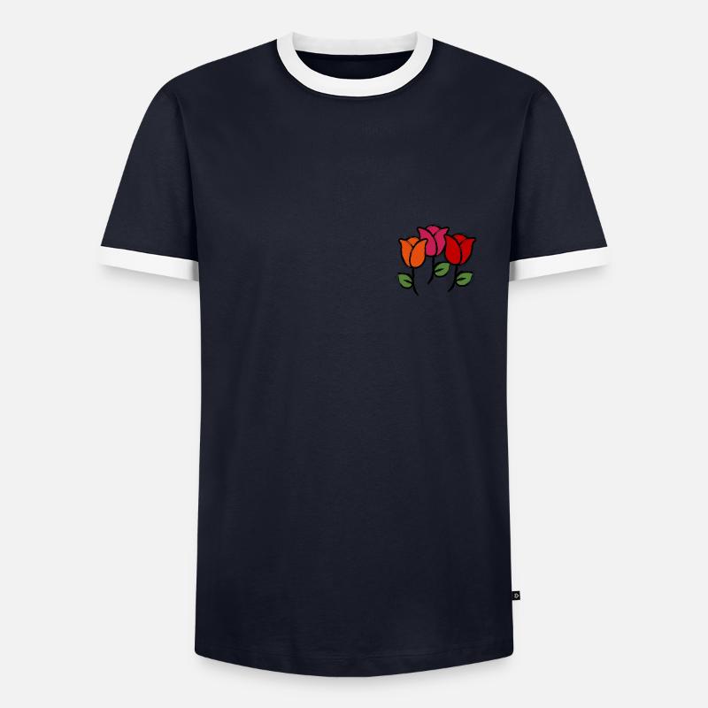 Blumen - Männer Kontrast-T-Shirt - Navy/Weiß 
