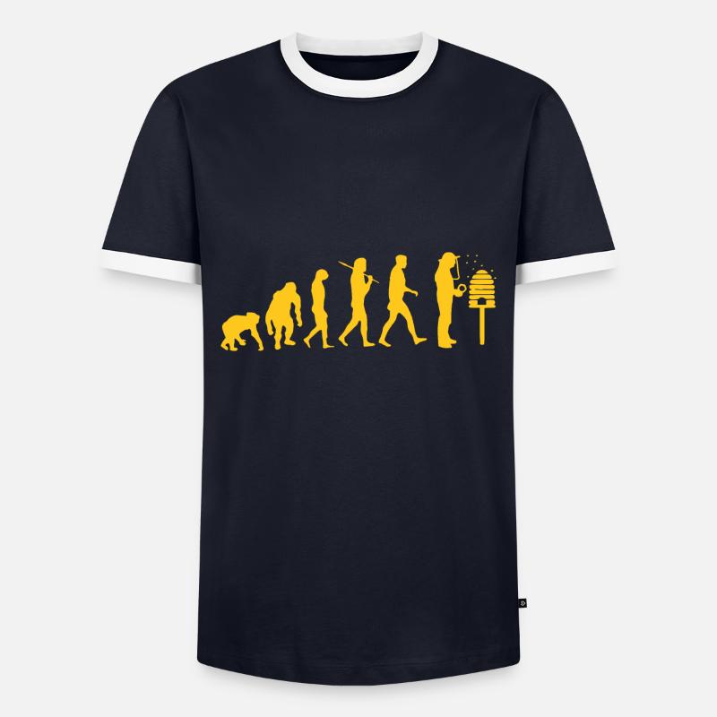BEEKEEPER - Evolution - Beekeeper Gift - Men's Ringer Shirt - navy/white 
