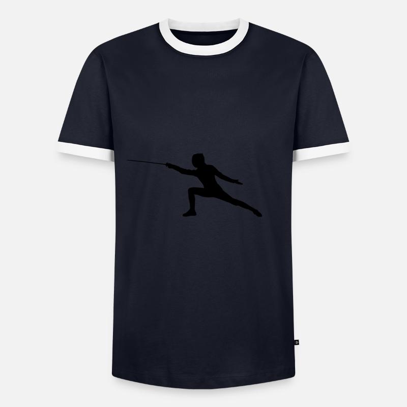 Fechten - Männer Kontrast-T-Shirt - Navy/Weiß