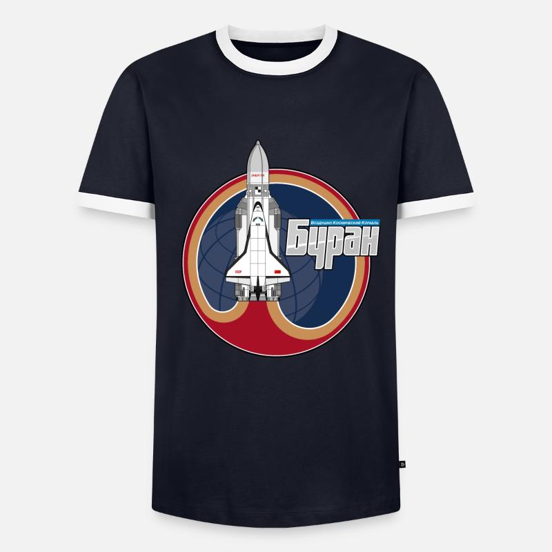 Buran shuttle - Men's Ringer Shirt - navy/white