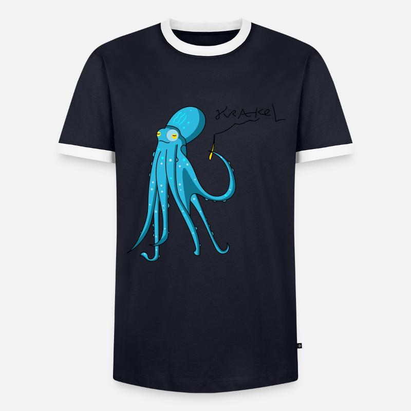 Octopus s'écrase - T-shirt contrasté Homme - marine/blanc 
