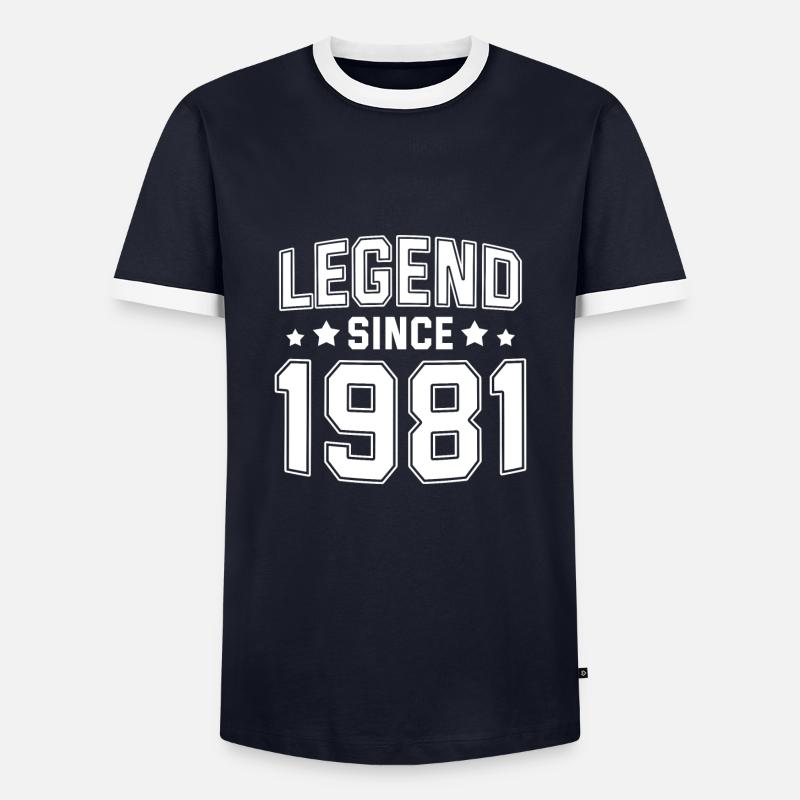 Legend since 1981 - Männer Kontrast-T-Shirt - Navy/Weiß 