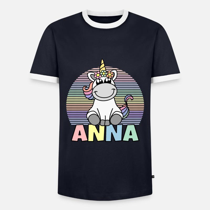Anna Einhorn Name - Männer Kontrast-T-Shirt - Navy/Weiß 