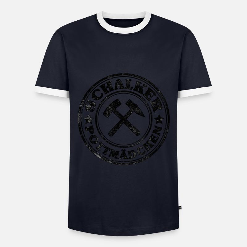 Schalker Pottmädchen - Männer Kontrast-T-Shirt - Navy/Weiß