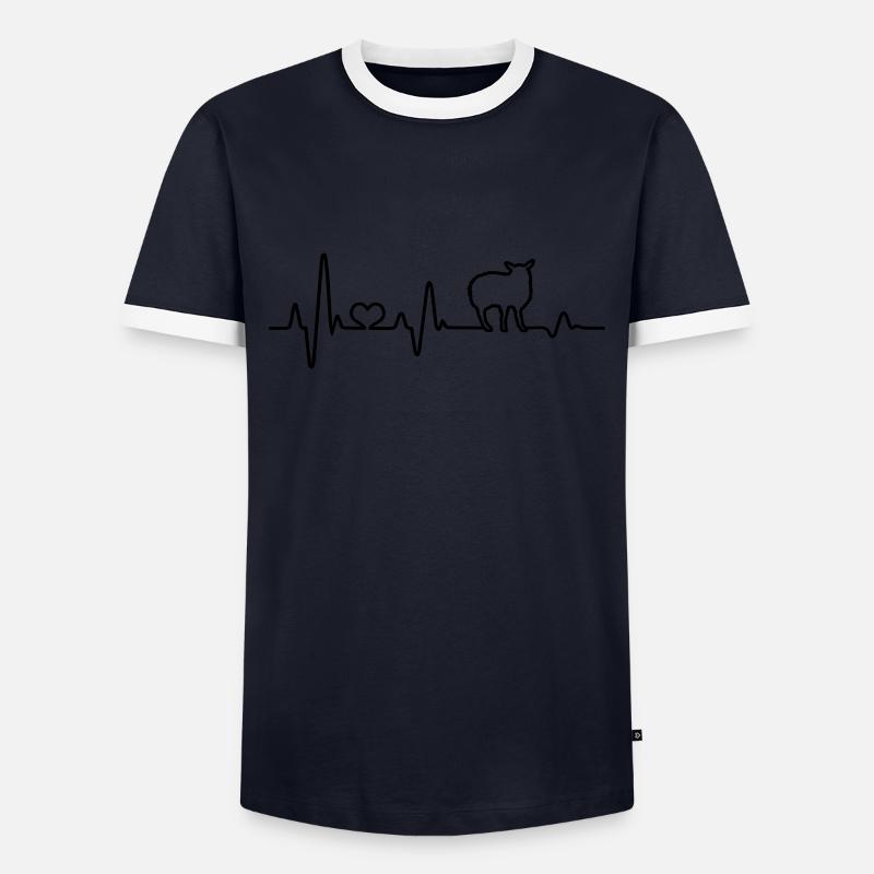 Schaf Schafbock Schäfer Geschenkidee Herzschlag - Männer Kontrast-T-Shirt - Navy/Weiß