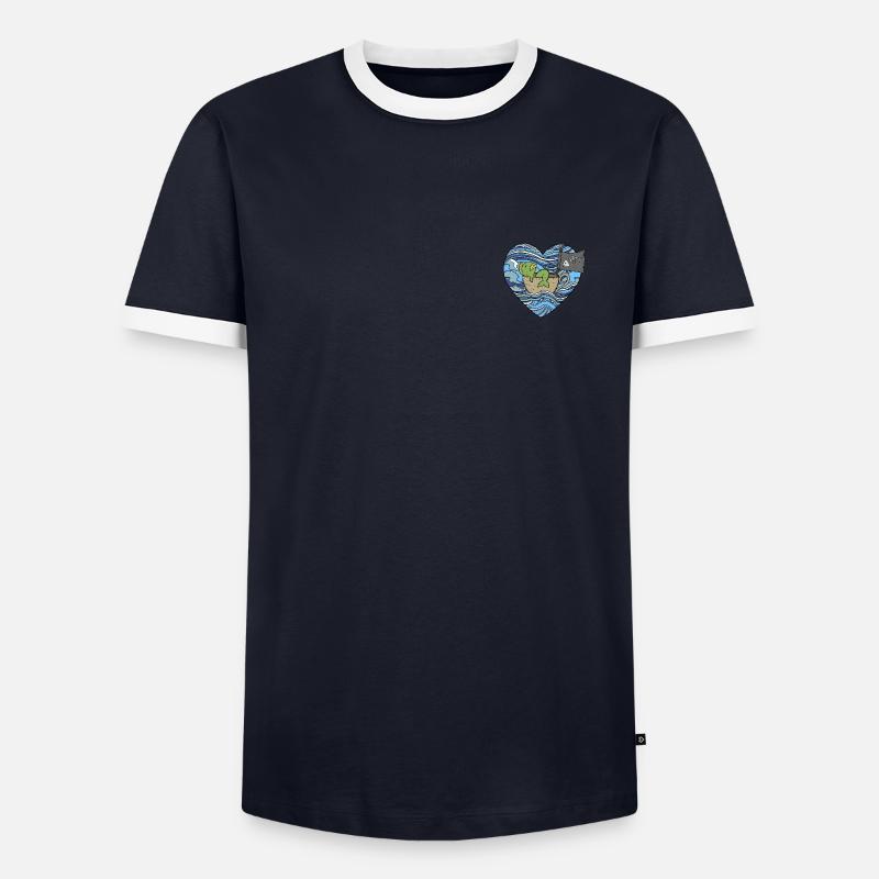 Fisch Seenot - Männer Kontrast-T-Shirt - Navy/Weiß