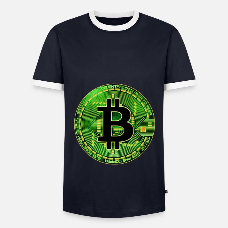 Bitcoin - Männer Kontrast-T-Shirt - Navy/Weiß