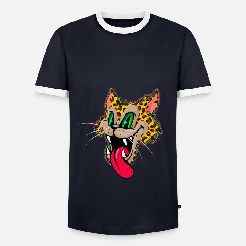 Leopard Comic - Men's Ringer Shirt - navy/white 