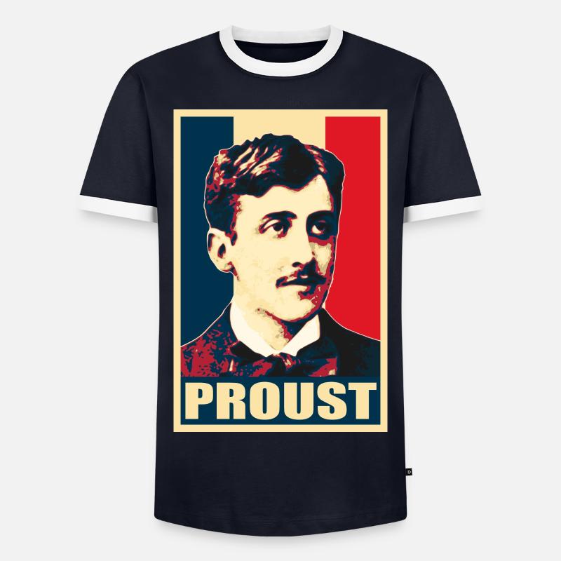 Marcel Proust - Männer Kontrast-T-Shirt - Navy/Weiß 
