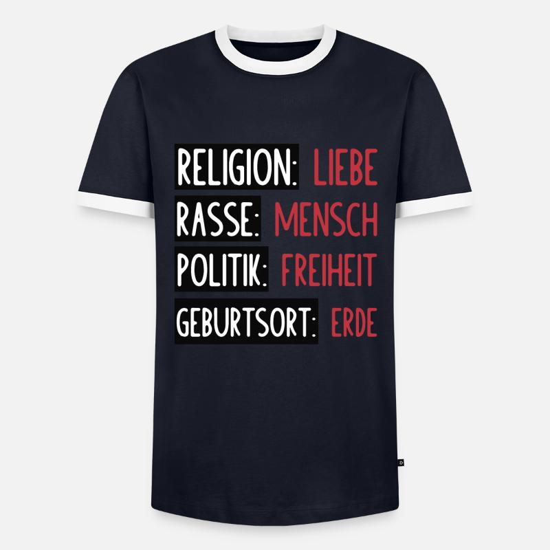 Statement - Keine Trennung oder Spaltung - Männer Kontrast-T-Shirt - Navy/Weiß