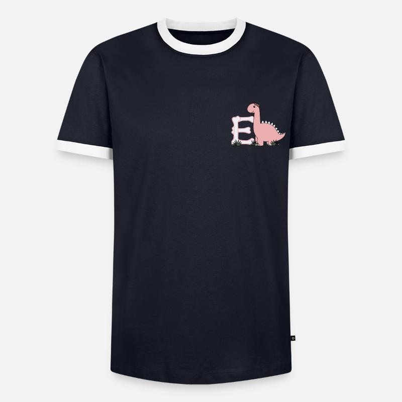 Letter E - Men's Ringer Shirt - navy/white 