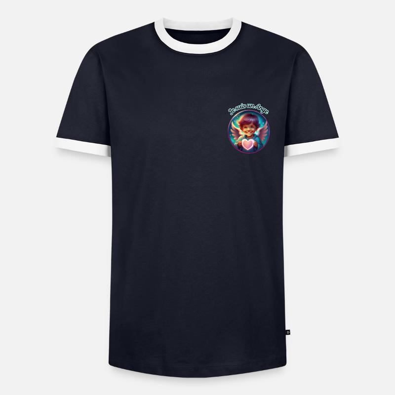 Ich bin ein Engel - Männer Kontrast-T-Shirt - Navy/Weiß 