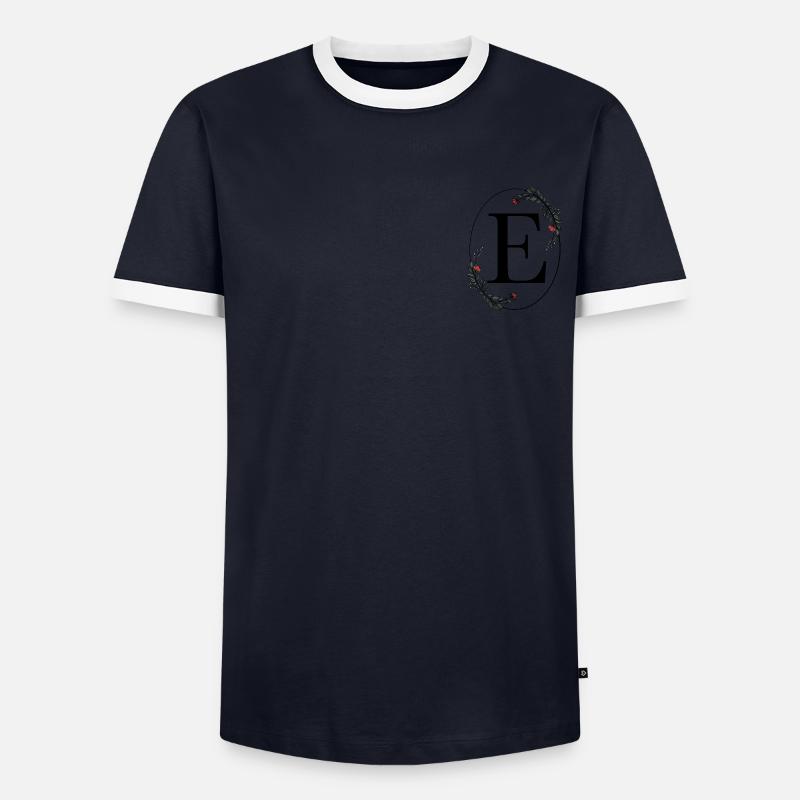 Letter E - Men's Ringer Shirt - navy/white