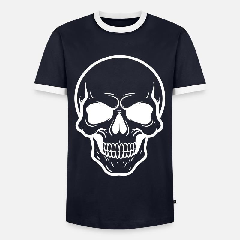 Skull Skeleton Symbol - Men's Ringer Shirt - navy/white 