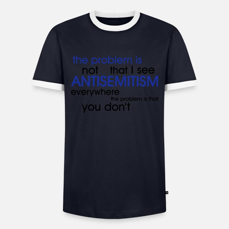 problem: ANTISEMITISM - Men's Ringer Shirt - navy/white