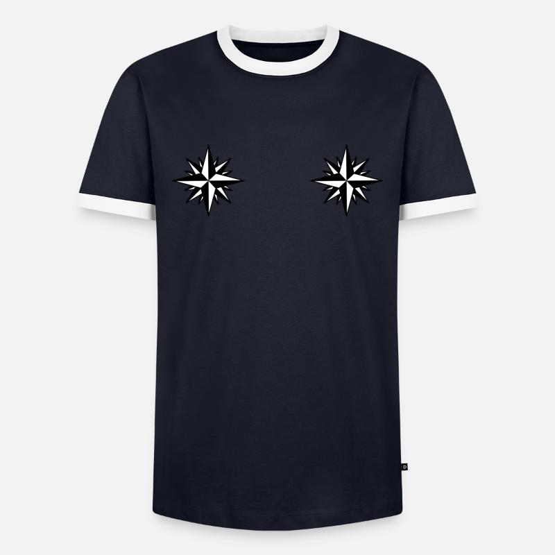 Kompass Winde Sterne - Männer Kontrast-T-Shirt - Navy/Weiß 