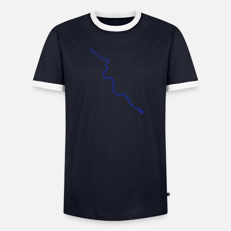 Thames river course map - Men's Ringer Shirt - navy/white 