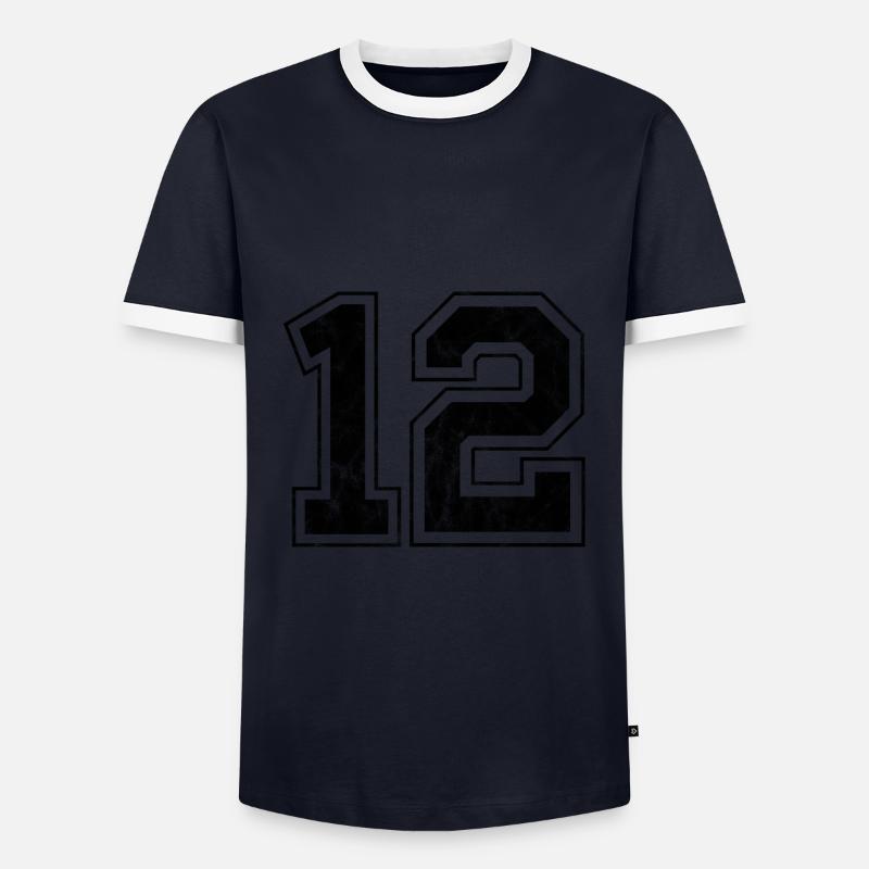 Number 12 - Men's Ringer Shirt - navy/white 