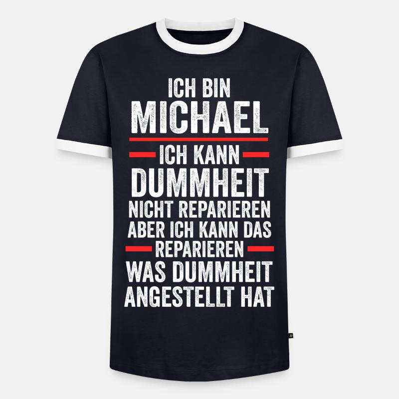 Michael - Männer Kontrast-T-Shirt - Navy/Weiß 