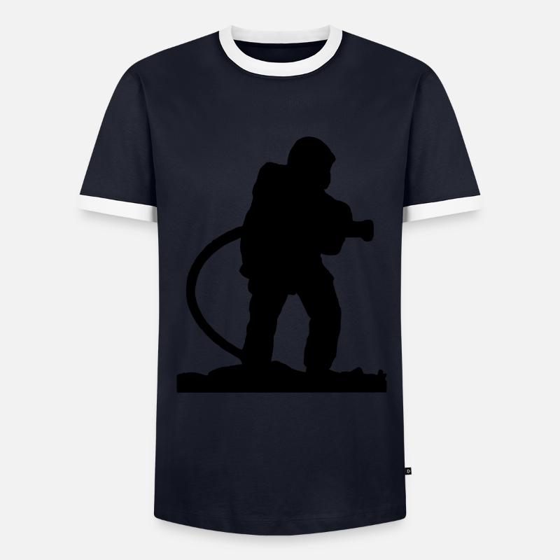 Ein Feuer Spear - Männer Kontrast-T-Shirt - Navy/Weiß 
