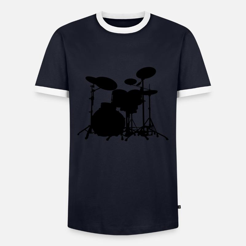 Schlagzeug - Drums - Männer Kontrast-T-Shirt - Navy/Weiß 