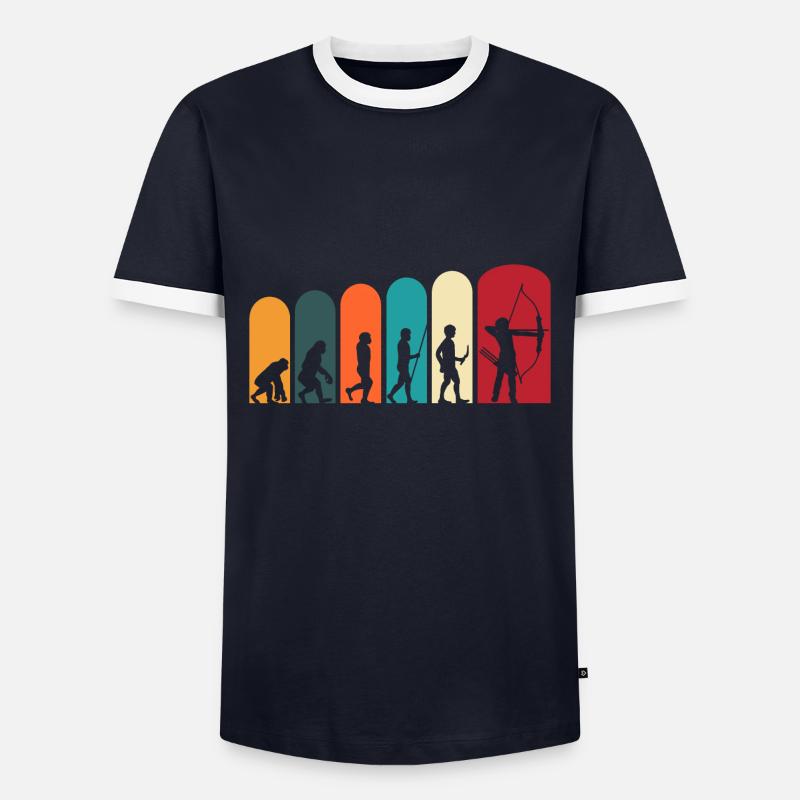 Bogenschiessen Bogensport Bogenschütze Evolution - Männer Kontrast-T-Shirt - Navy/Weiß