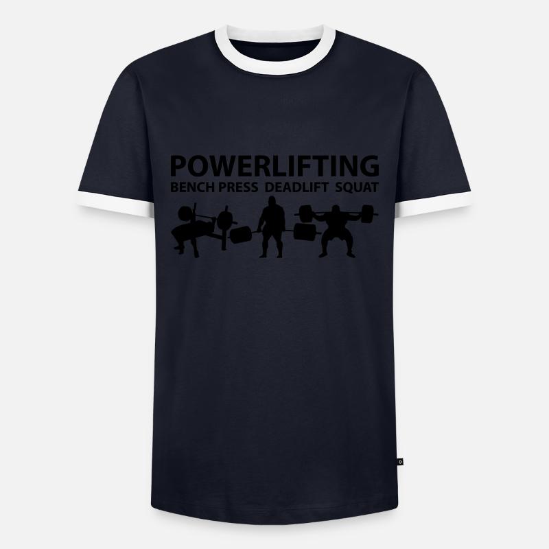Powerlifting - Männer Kontrast-T-Shirt - Navy/Weiß
