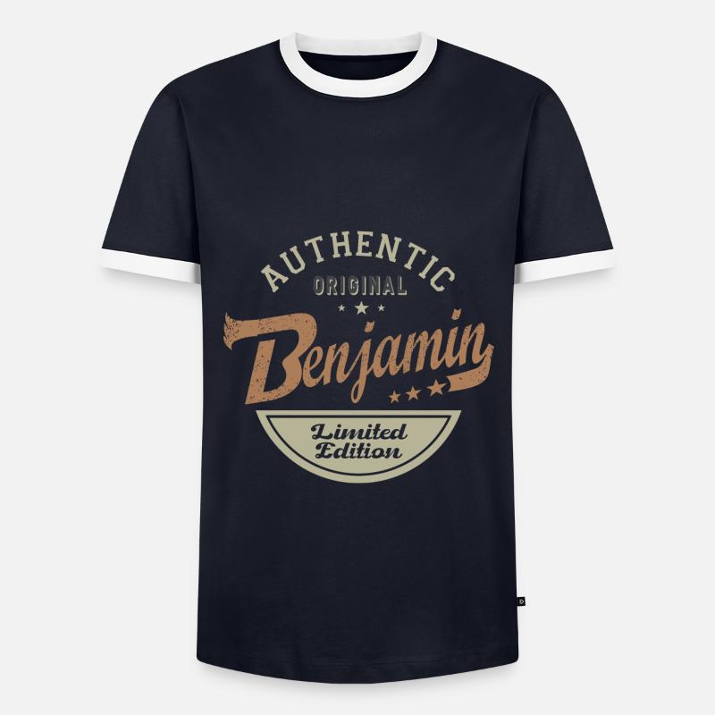 Benjamin personalisierter Geschenkname Benjamin - Männer Kontrast-T-Shirt - Navy/Weiß