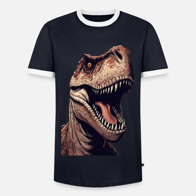T-Rex - Männer Kontrast-T-Shirt - Navy/Weiß