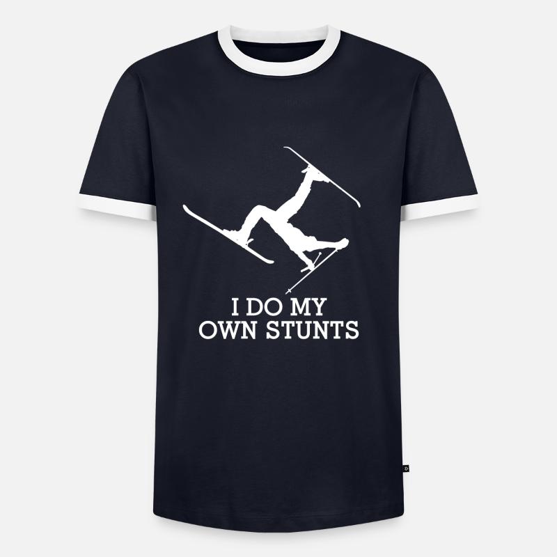 SKI - Männer Kontrast-T-Shirt - Navy/Weiß