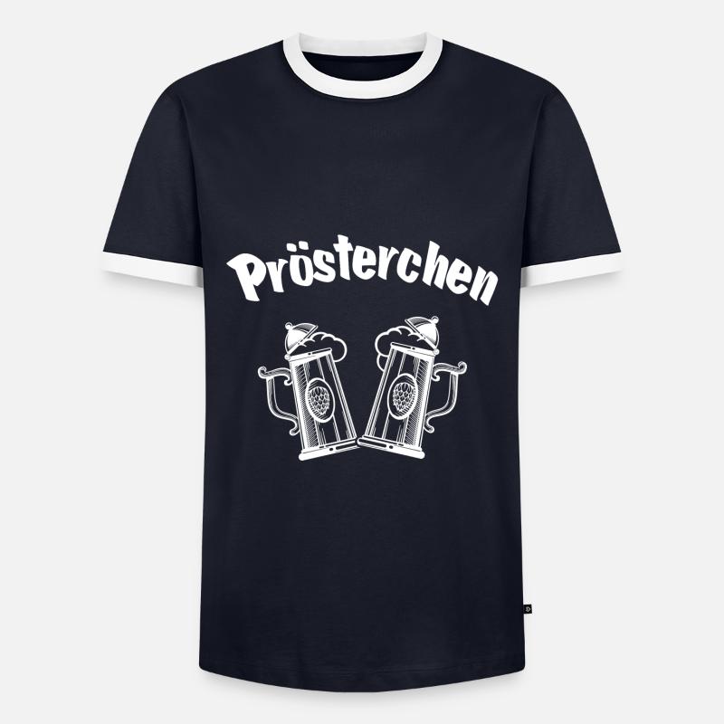 Bier Trinkspruch Bierkrug Prost Prösterchen - Männer Kontrast-T-Shirt - Navy/Weiß 