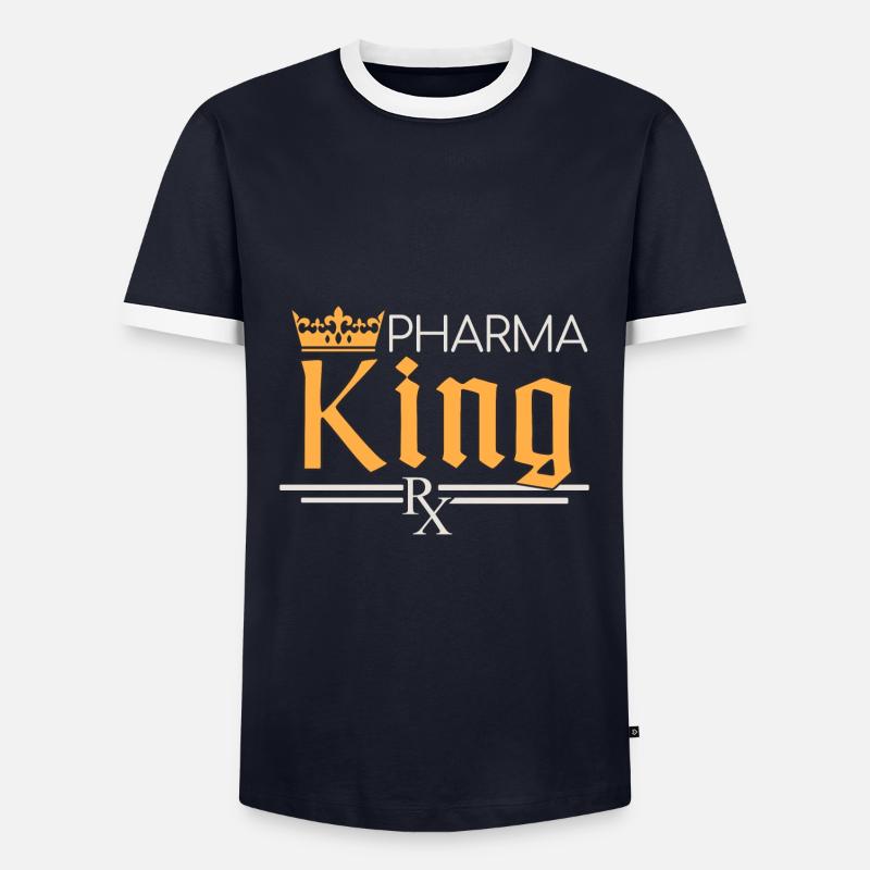 Apotheke | Pharma King - Männer Kontrast-T-Shirt - Navy/Weiß 