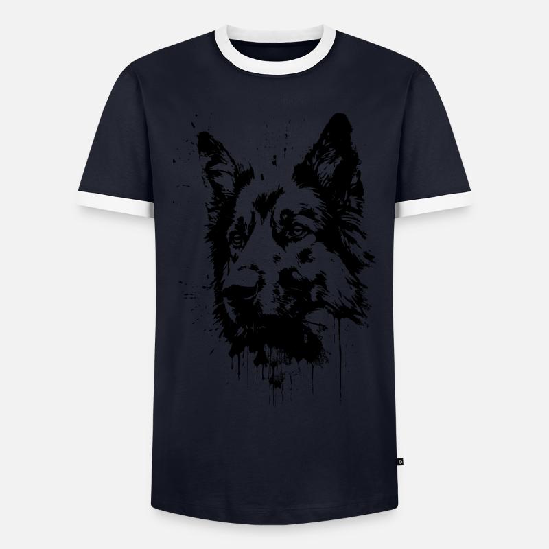 Deutscher Schäferhund - Männer Kontrast-T-Shirt - Navy/Weiß