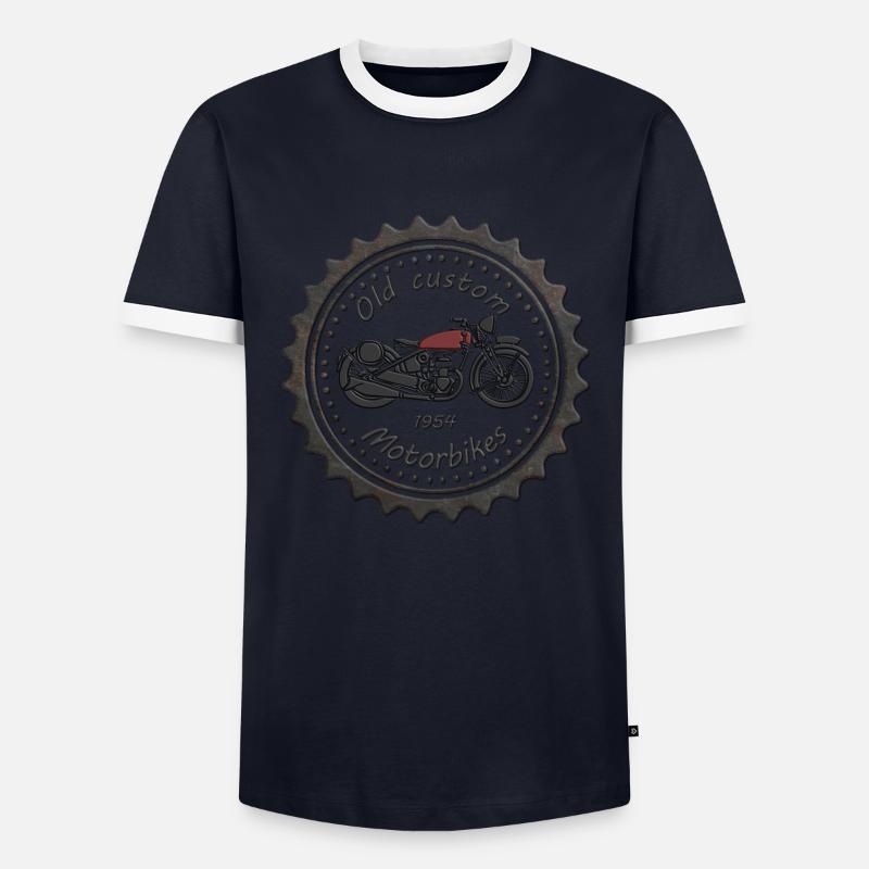 vaneemo® / Old custom Motorbikes - Männer Kontrast-T-Shirt - Navy/Weiß 