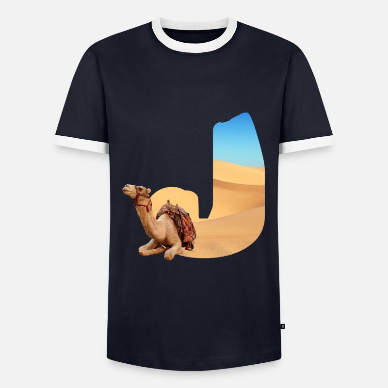 wüste mit kamel j - Männer Kontrast-T-Shirt - Navy/Weiß 