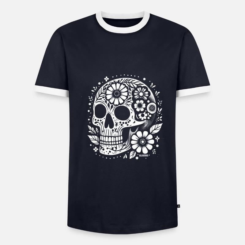 Mexican Skull - Men's Ringer Shirt - navy/white