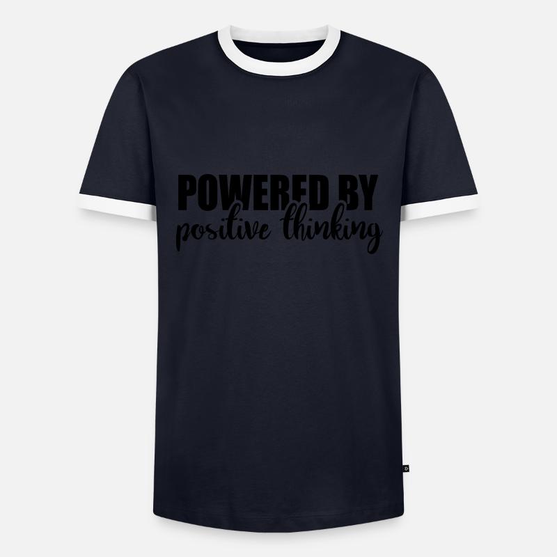 Powered by positive thinking - Männer Kontrast-T-Shirt - Navy/Weiß 