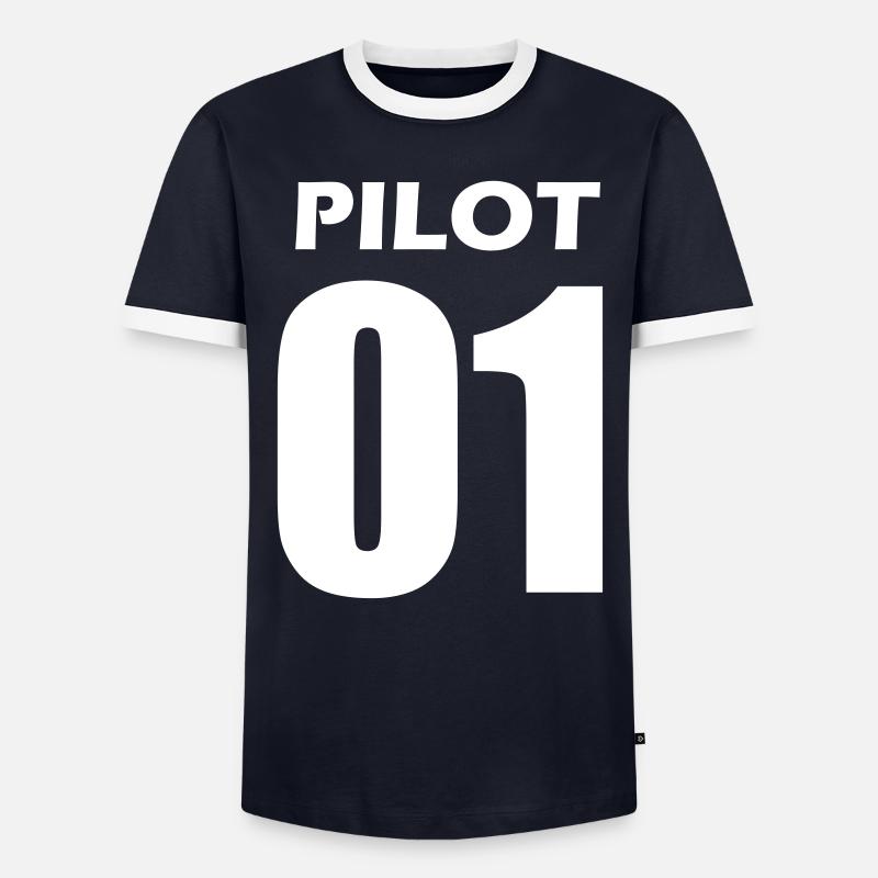 Pilot Partnerlook Geschenk - Männer Kontrast-T-Shirt - Navy/Weiß 