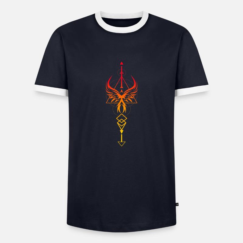 Vertical symbol phoenix Valkyrie - Men's Ringer Shirt - navy/white