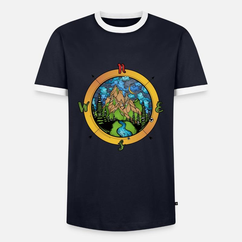 Compass and nature compass - Men's Ringer Shirt - navy/white 
